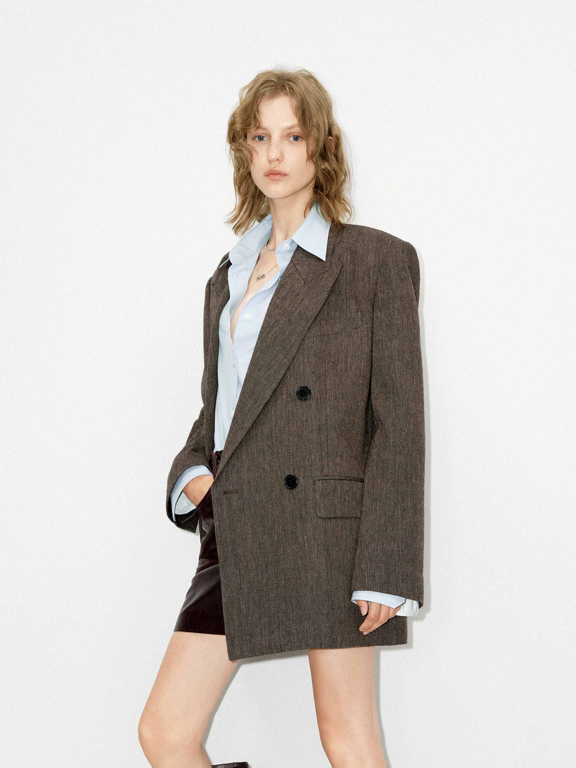 Wool Linen Oversized Blazer