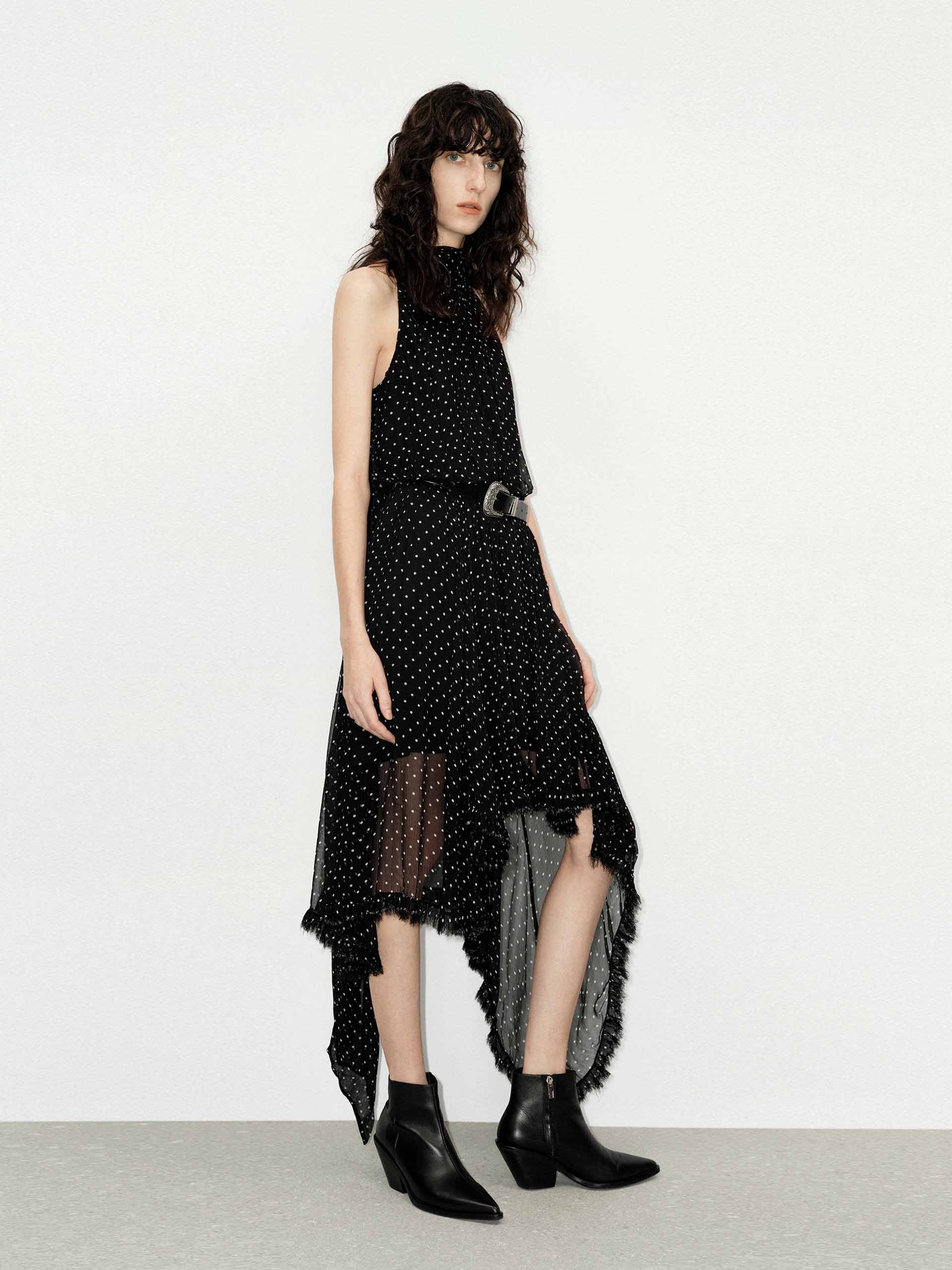 Irregular Hem Polka Dot Dress