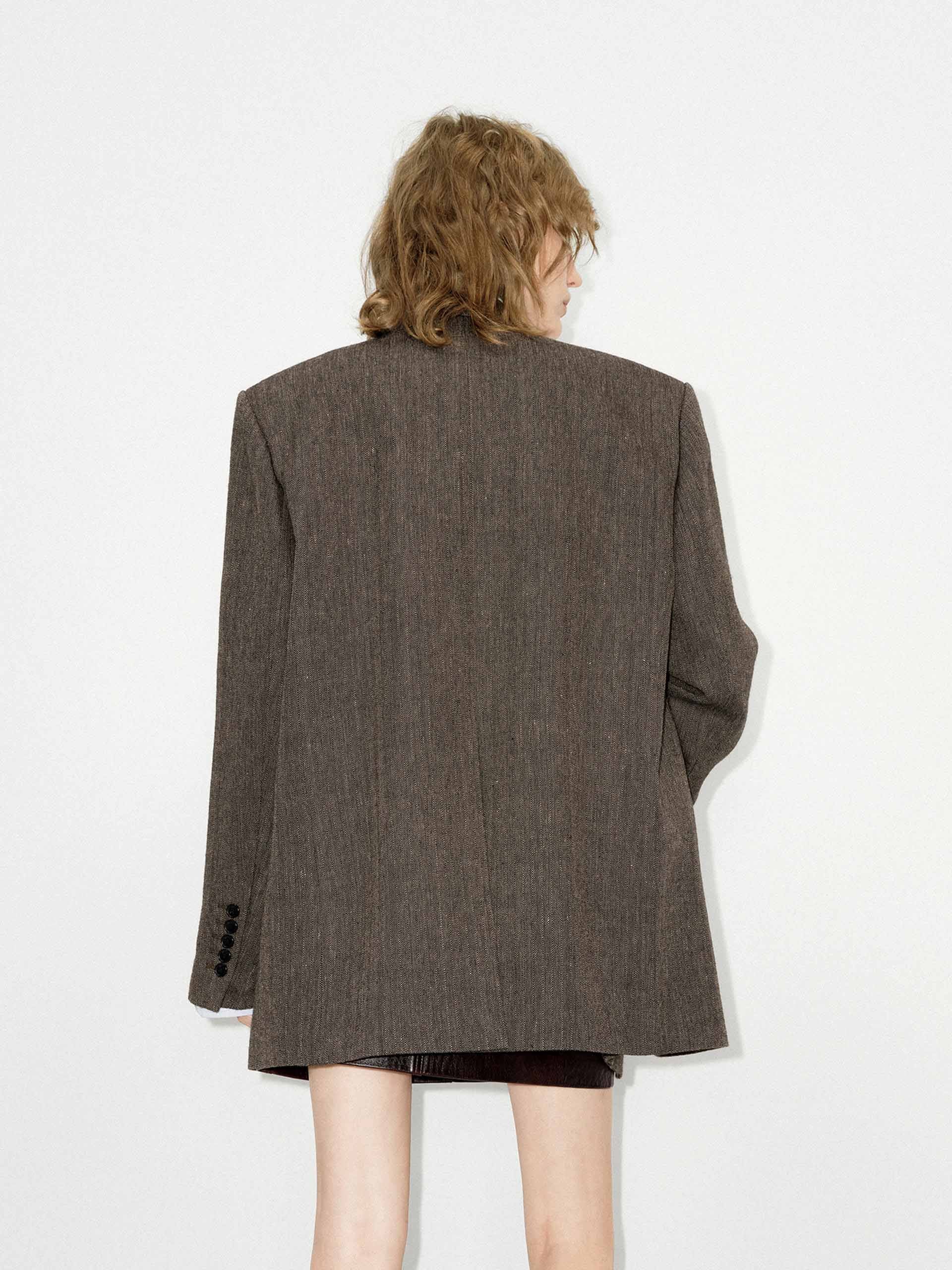 Wool Linen Oversized Blazer