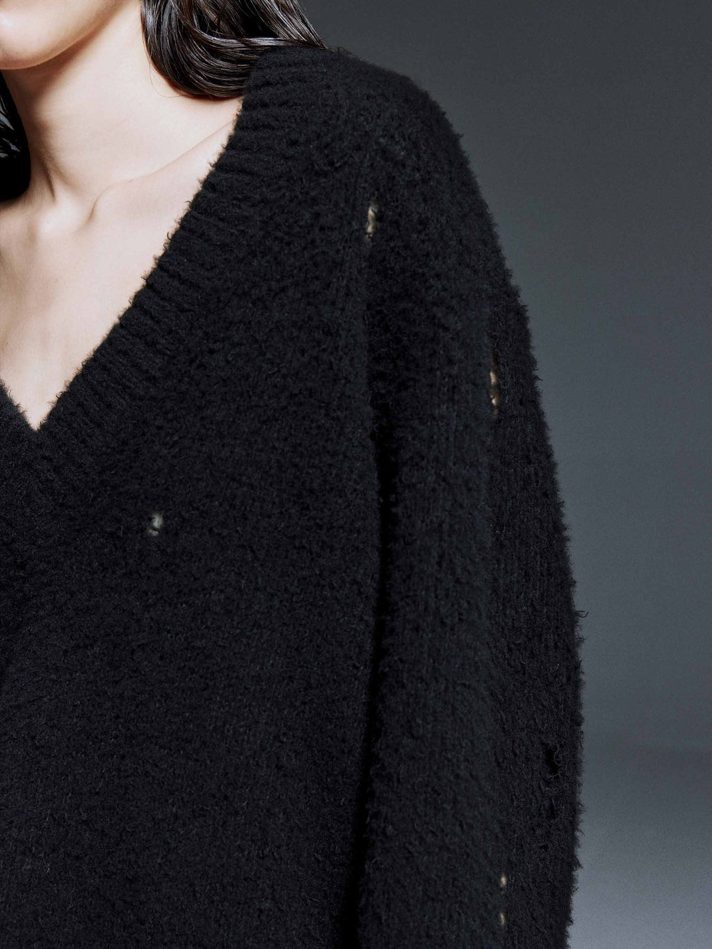 V-neck Distressed Sweater