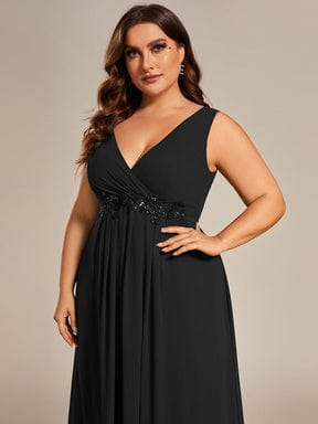 Elegant Floral Applique Sleeveless Chiffon Formal Gown