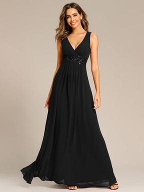 Elegant Floral Applique Sleeveless Chiffon Formal Gown