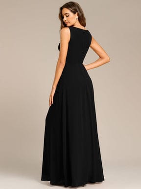 Elegant Floral Applique Sleeveless Chiffon Formal Gown