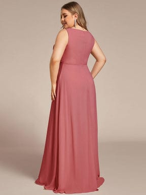 Elegant Floral Applique Sleeveless Chiffon Formal Gown