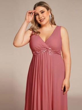 Elegant Floral Applique Sleeveless Chiffon Formal Gown