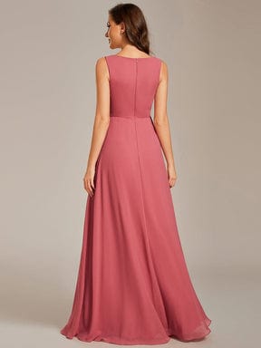 Elegant Floral Applique Sleeveless Chiffon Formal Gown