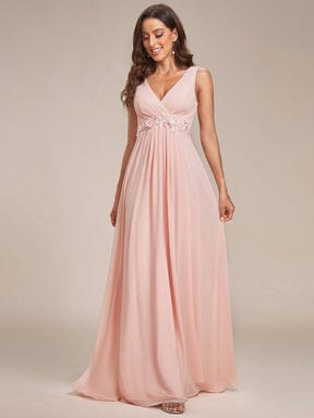 Elegant Floral Applique Sleeveless Chiffon Formal Gown