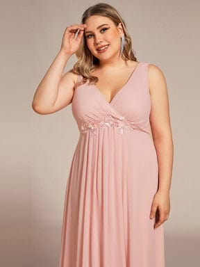 Elegant Floral Applique Sleeveless Chiffon Formal Gown