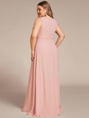 Elegant Floral Applique Sleeveless Chiffon Formal Gown