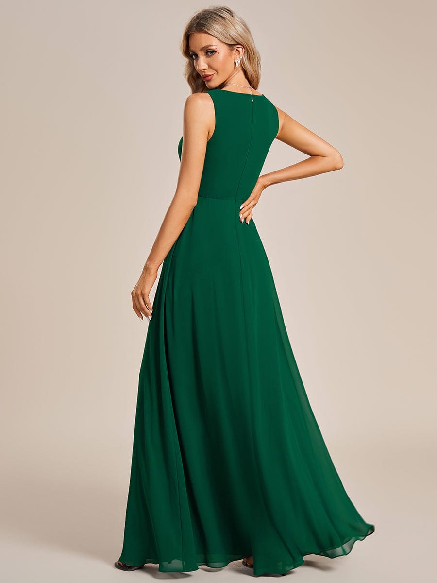 Elegant Floral Applique Sleeveless Chiffon Formal Gown