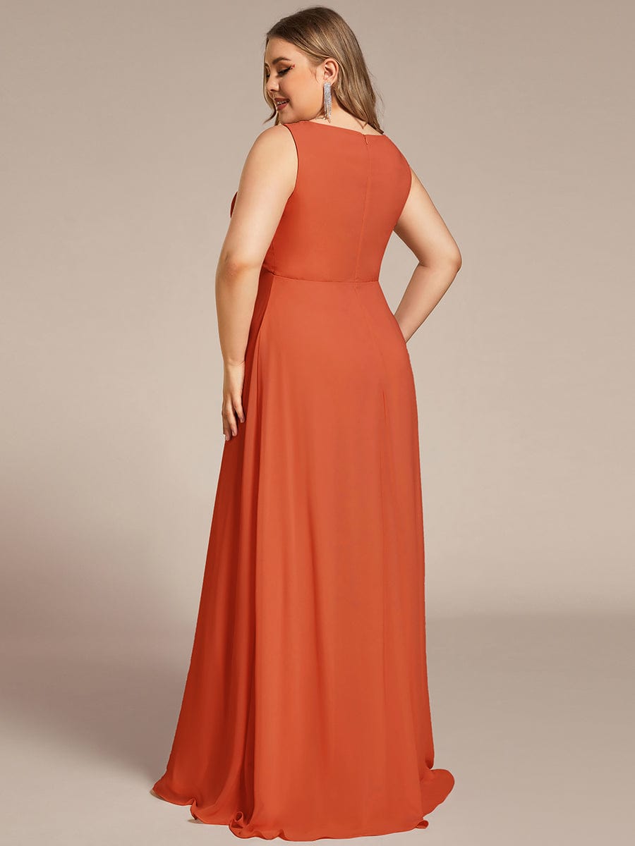 Elegant Floral Applique Sleeveless Chiffon Formal Gown