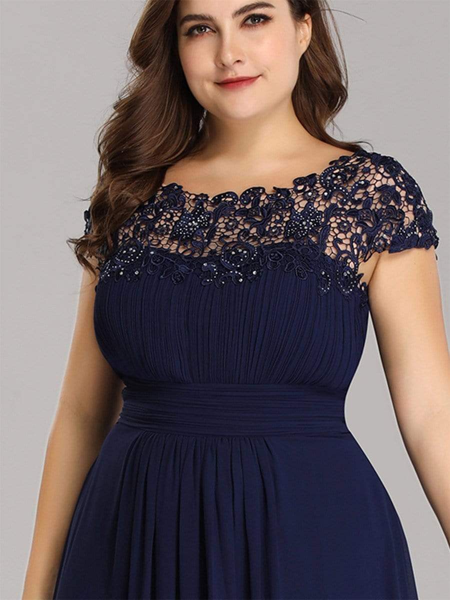 Elegant Lace Cap Sleeve Plus Size Bridesmaid Gown