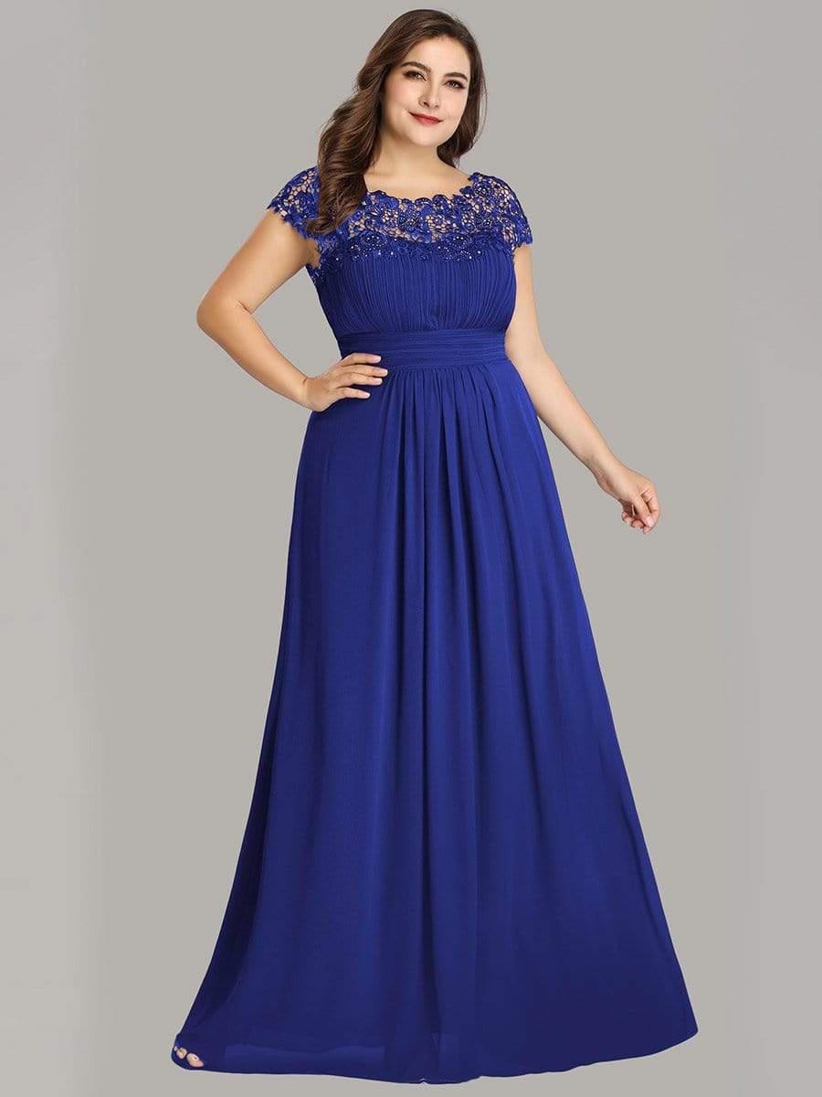 Elegant Lace Cap Sleeve Plus Size Bridesmaid Gown