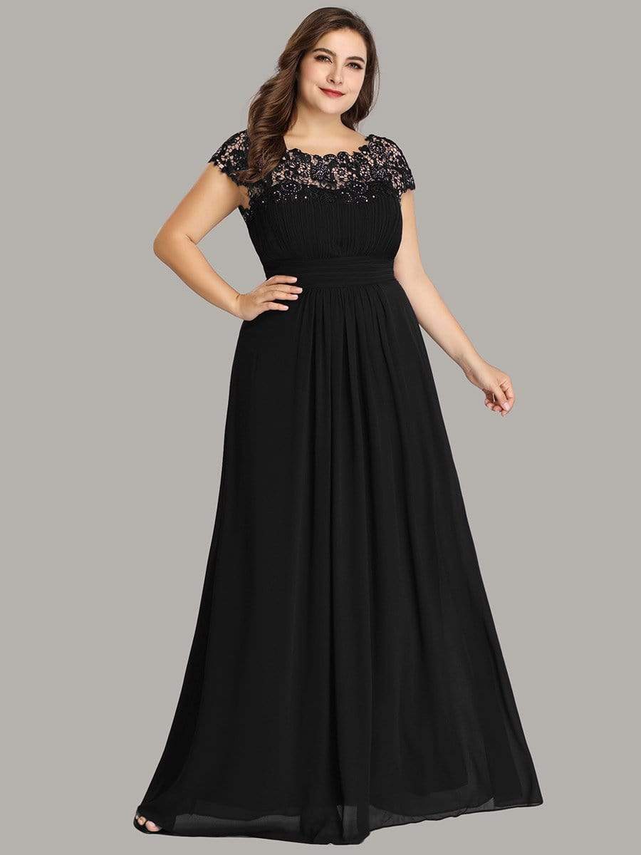 Elegant Lace Cap Sleeve Plus Size Bridesmaid Gown