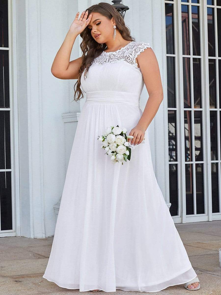 Elegant Lace Cap Sleeve Plus Size Bridesmaid Gown