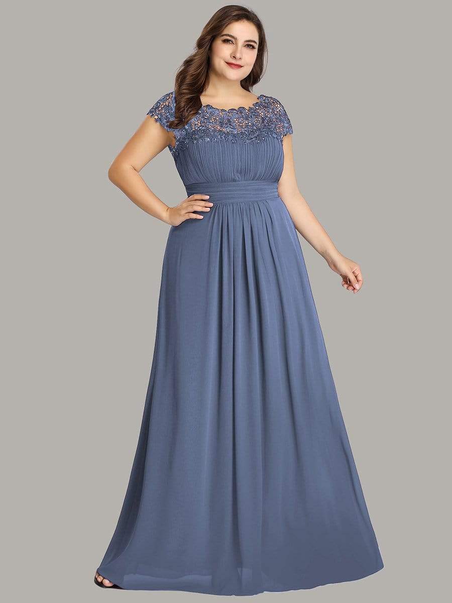 Elegant Lace Cap Sleeve Plus Size Bridesmaid Gown
