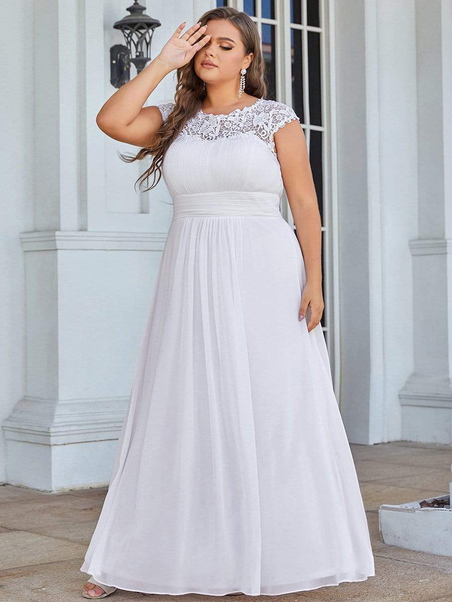 Elegant Lace Cap Sleeve Plus Size Bridesmaid Gown