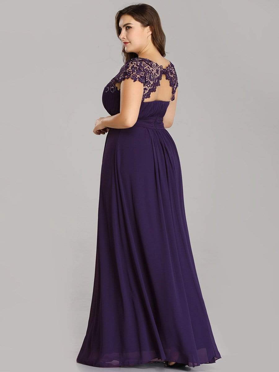 Elegant Lace Cap Sleeve Plus Size Bridesmaid Gown