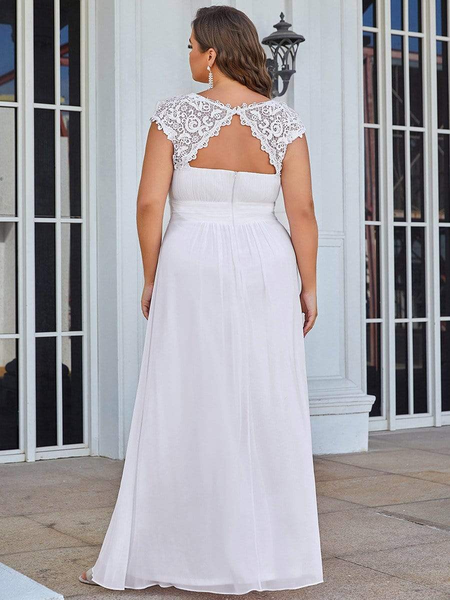 Elegant Lace Cap Sleeve Plus Size Bridesmaid Gown