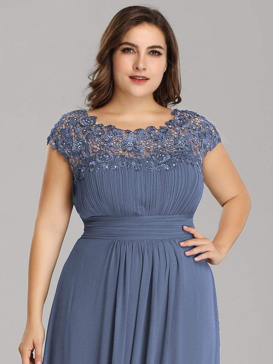 Elegant Lace Cap Sleeve Plus Size Bridesmaid Gown