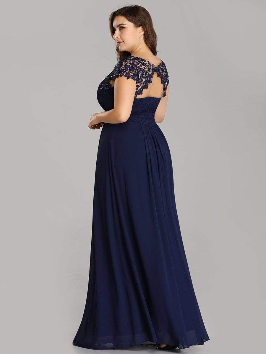 Elegant Lace Cap Sleeve Plus Size Bridesmaid Gown