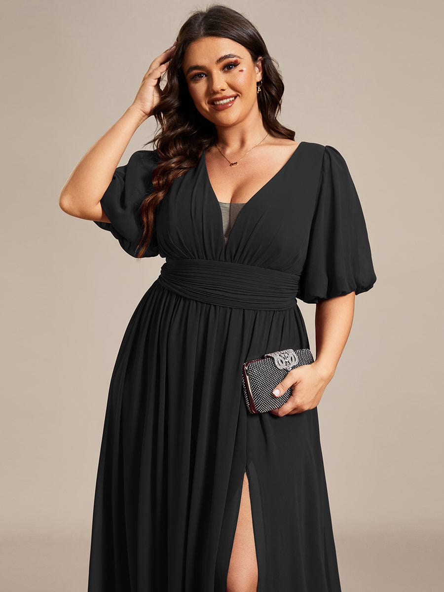 Elegant Plus Size Chiffon Evening Gown with Front Slit