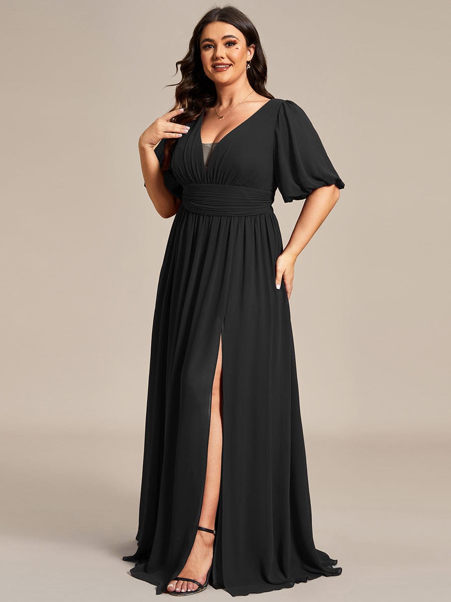 Elegant Plus Size Chiffon Evening Gown with Front Slit