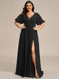 Elegant Plus Size Chiffon Evening Gown with Front Slit