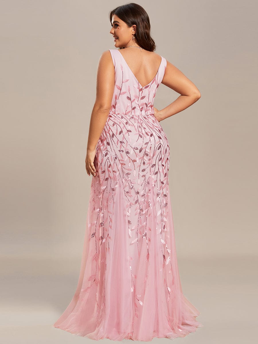 Elegant Plus Size Sequin Fishtail Formal Evening Gown