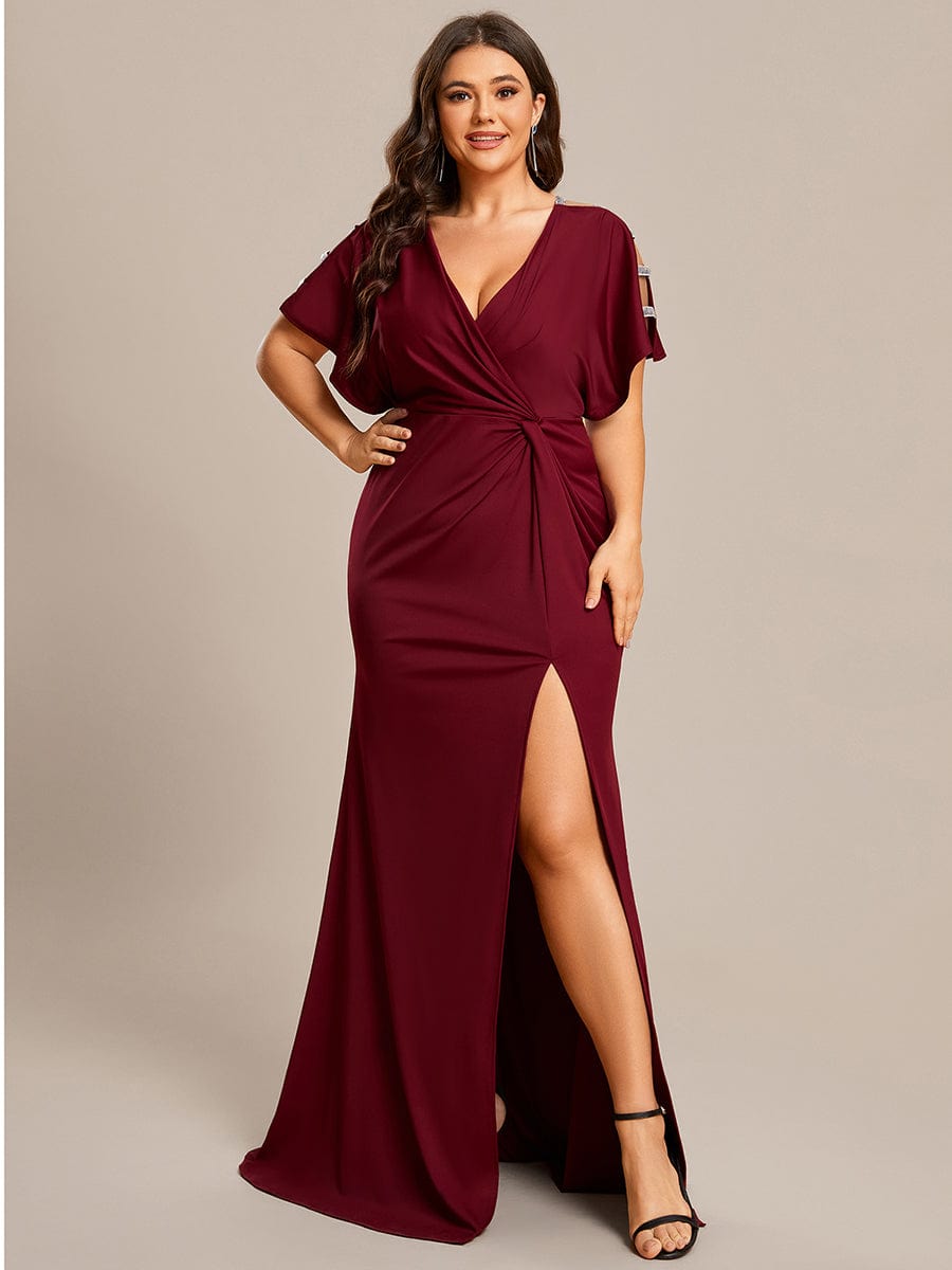 Elegant Sequin Embellished V-Neck Evening Gown
