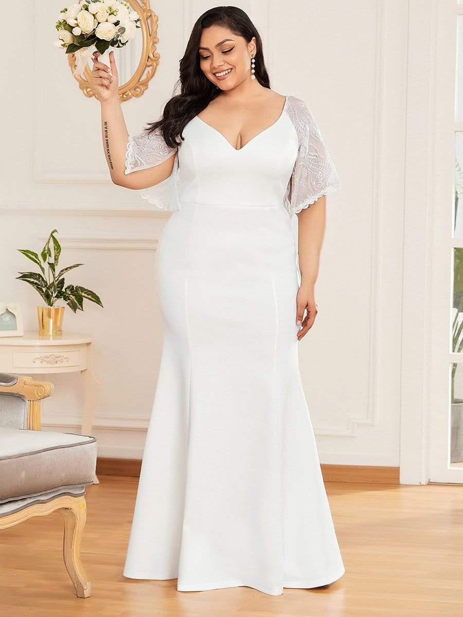 Elegant V Neck Fishtail Evening Gown for Curvy Women