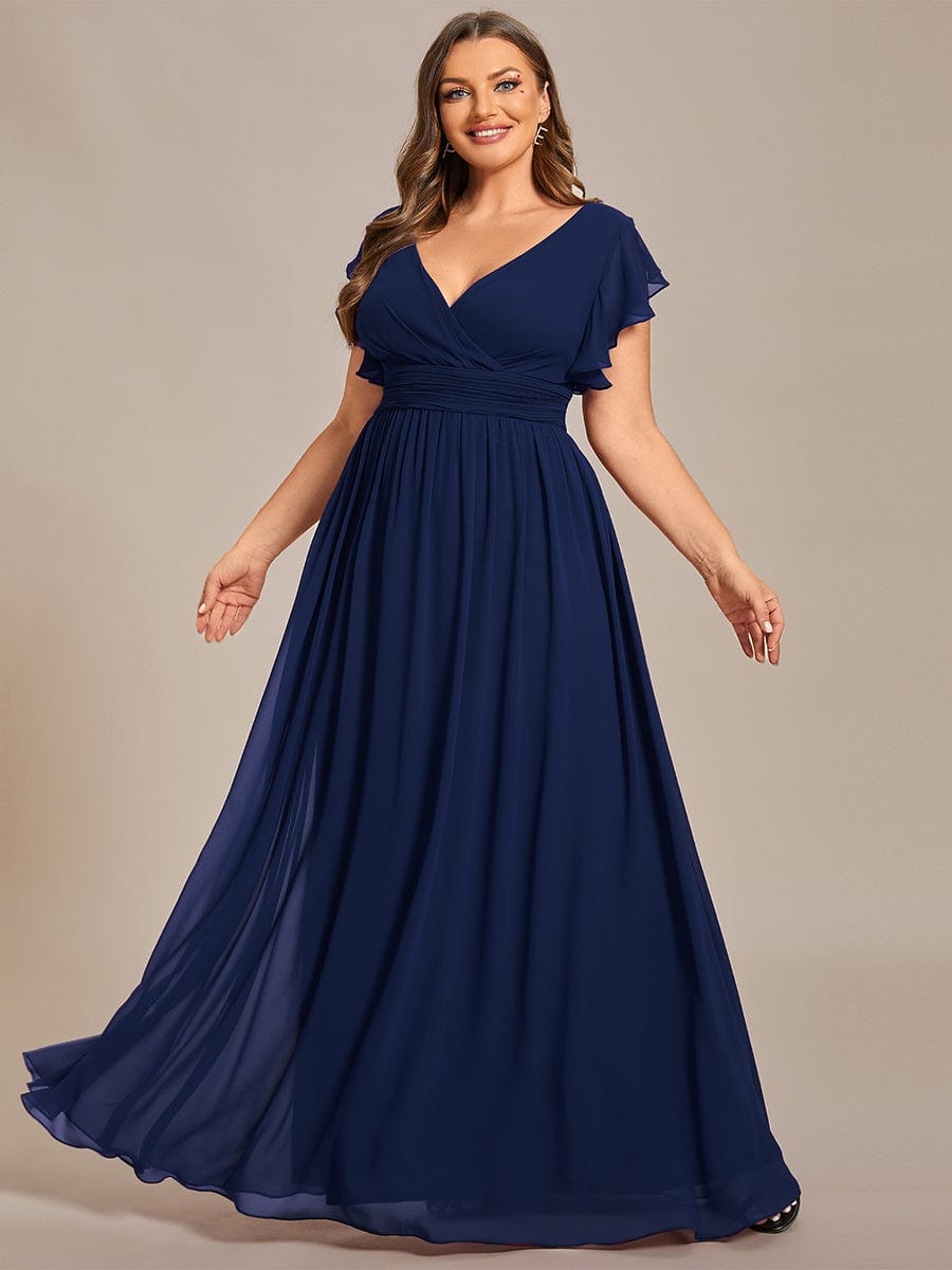 Enchanting Chiffon Bridesmaid Gown with Back Cutout and Ruffles