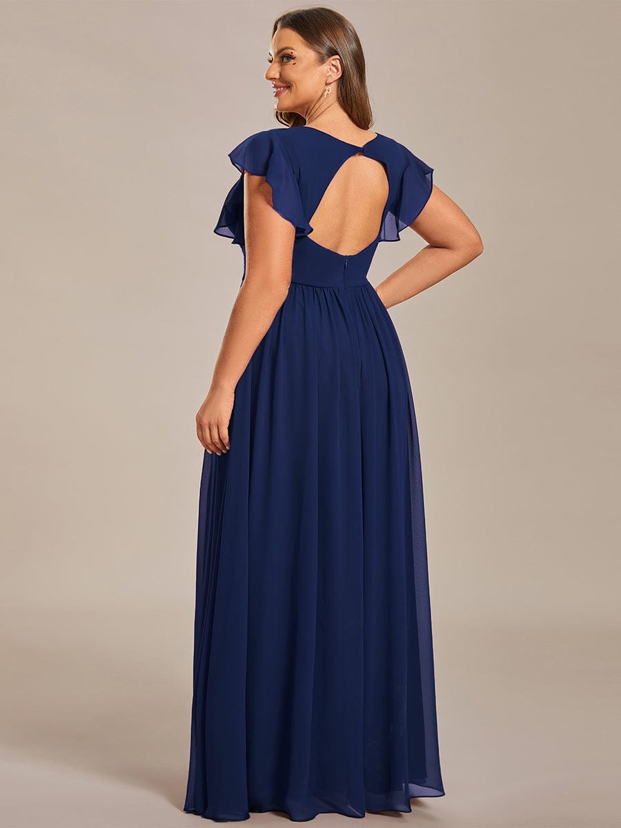 Enchanting Chiffon Bridesmaid Gown with Back Cutout and Ruffles