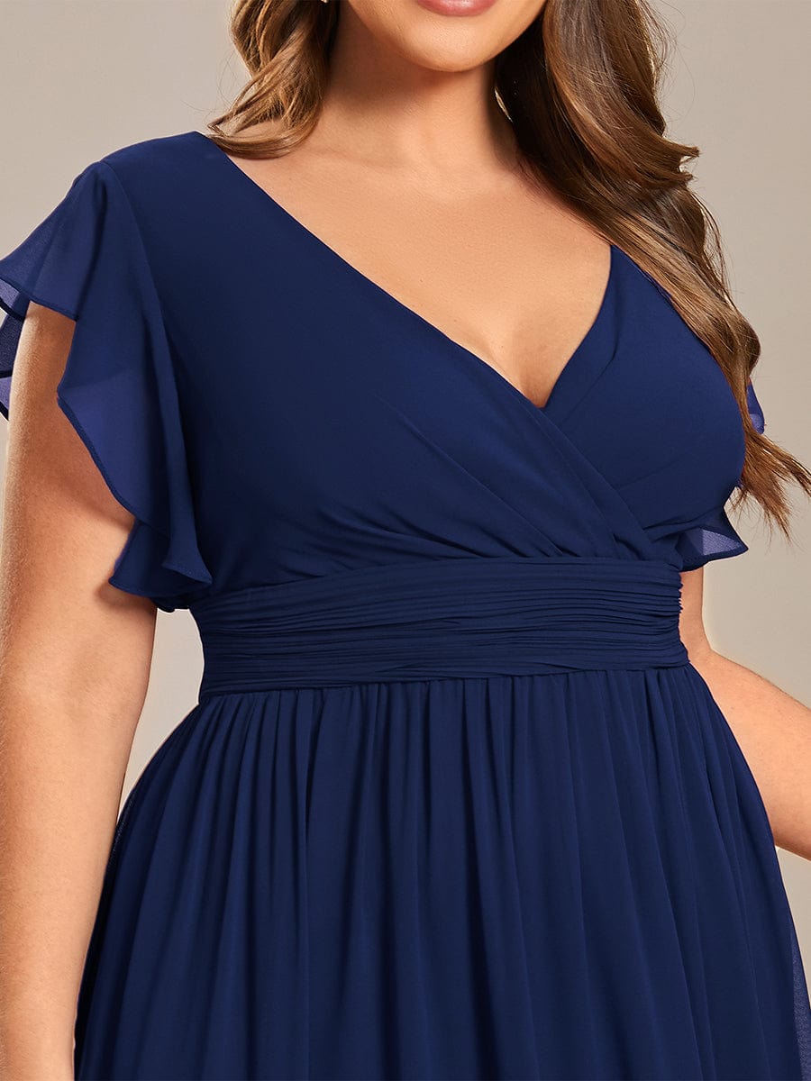 Enchanting Chiffon Bridesmaid Gown with Back Cutout and Ruffles