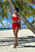 Fashion Sexy Solid Draw String Swimwear Women Bikinis & Beachwear Three Piece set