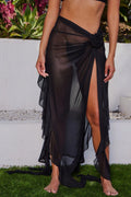 Women's  Fashion Sarong Bikini Wrap Skirt Black with Bow
