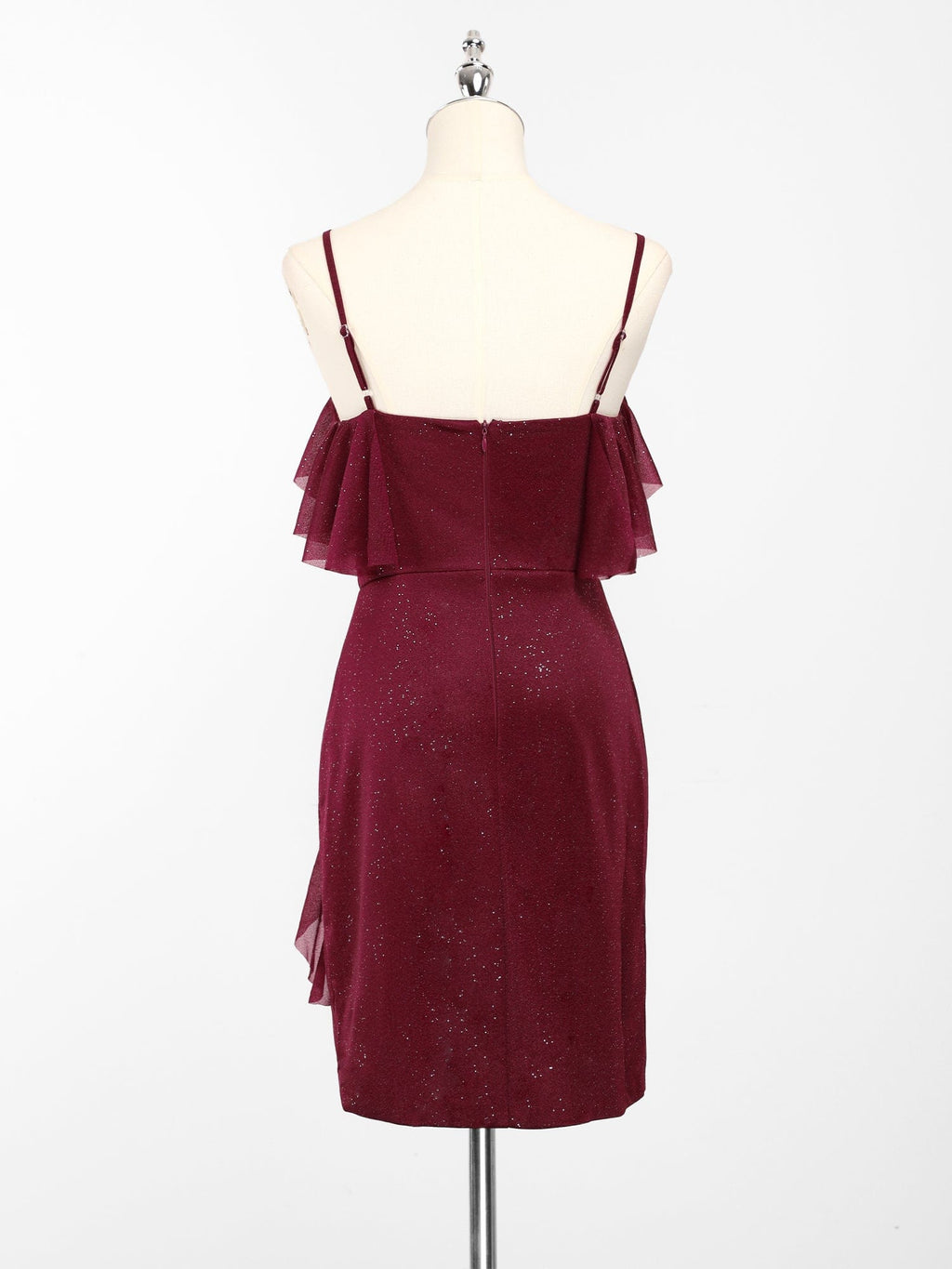 Glitter A-Line Pleated Spaghetti Strap Short Homecoming Dress