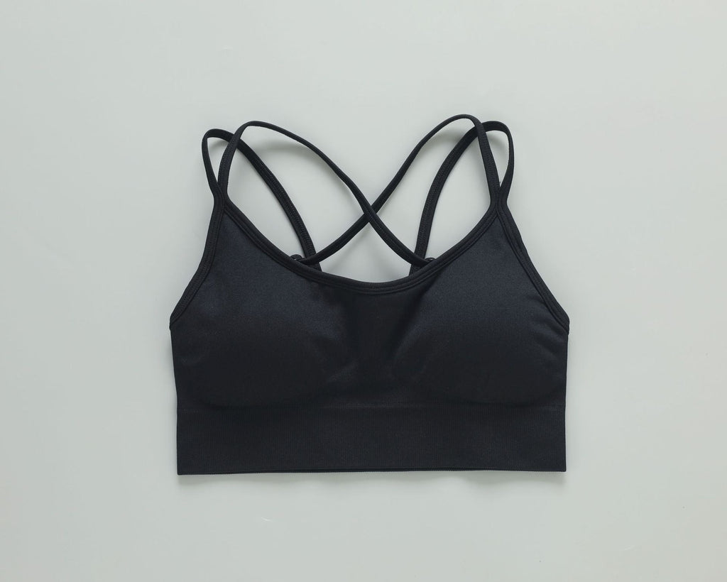 Rib-Knit Ladies High Waist Breathable Sport Pants And ZigZag Back Padded Bra Black