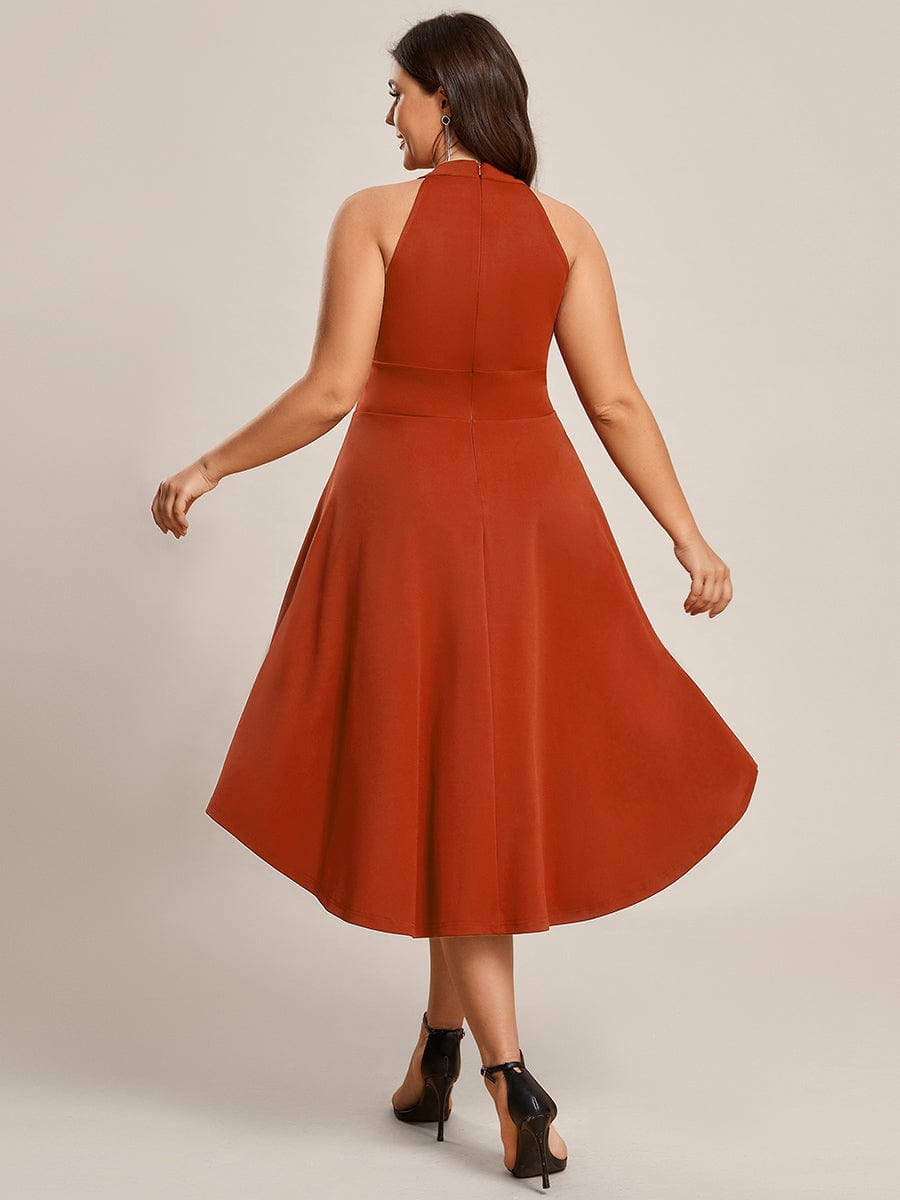 Chic Halterneck Knee-Length Wedding Guest Dress
