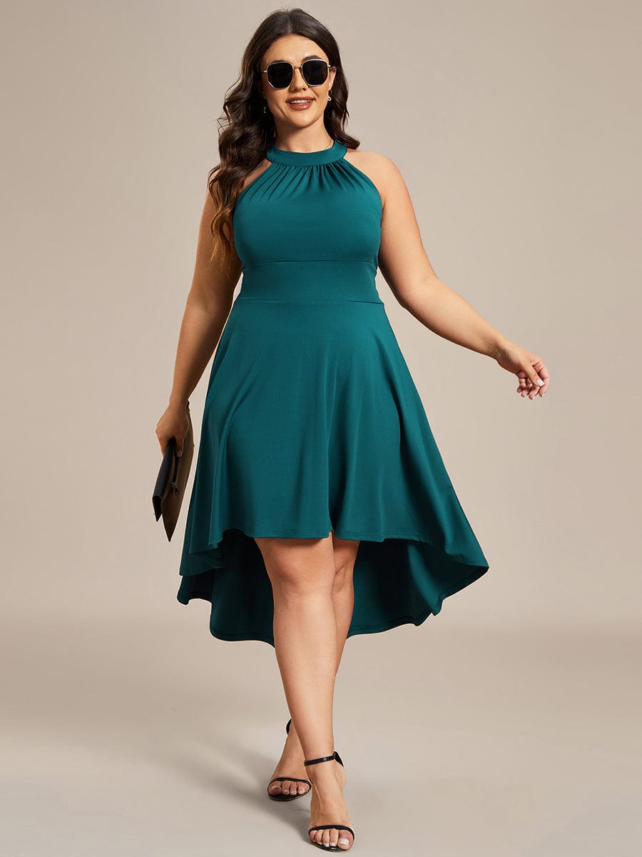 Chic Halterneck Knee-Length Wedding Guest Dress