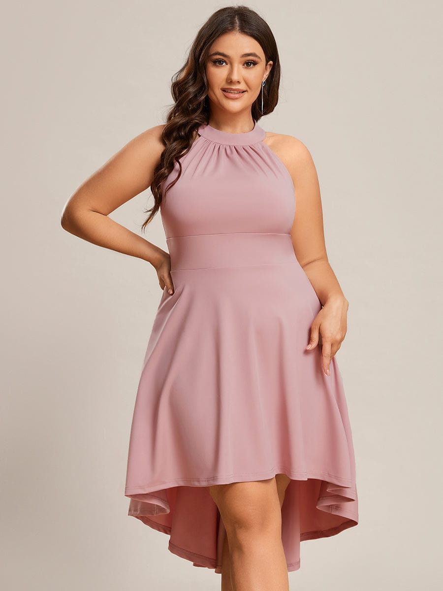 Chic Halterneck Knee-Length Wedding Guest Dress