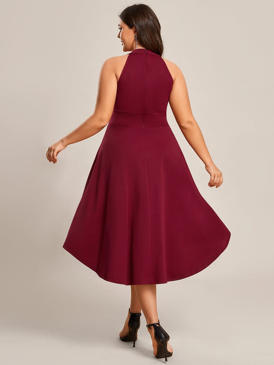 Chic Halterneck Knee-Length Wedding Guest Dress
