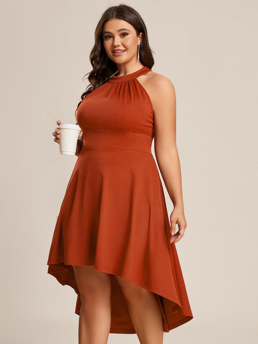 Chic Halterneck Knee-Length Wedding Guest Dress