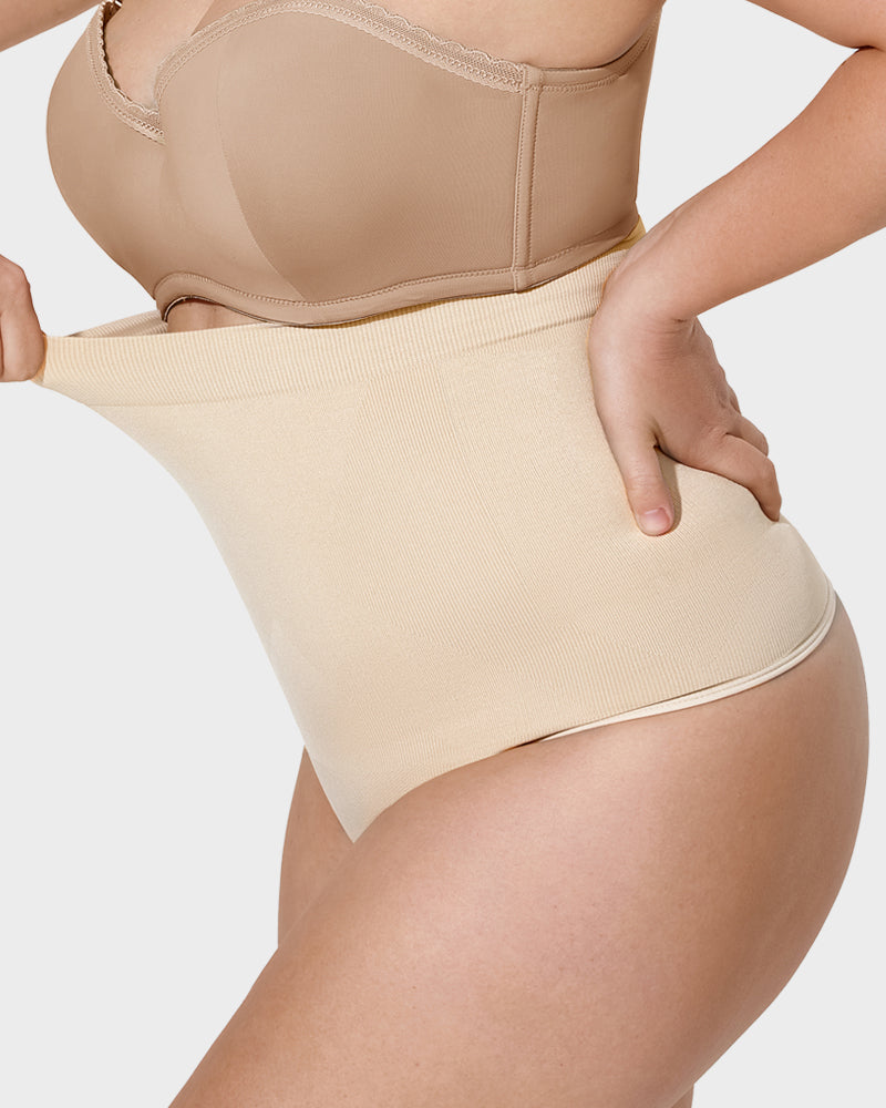 High Waist Tummy Control Shaping Thong Panty (2 Pack)