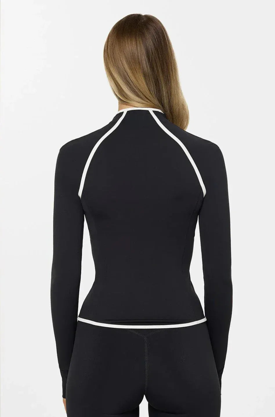Fitted Athletic Zip Jacket with White Contrast Piping