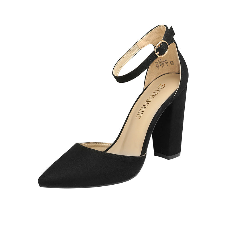 Pointed Toe Chunky Heel Pumps