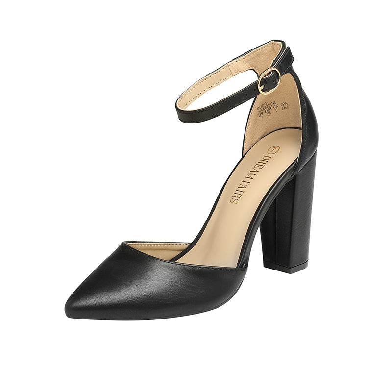 Pointed Toe Chunky Heel Pumps