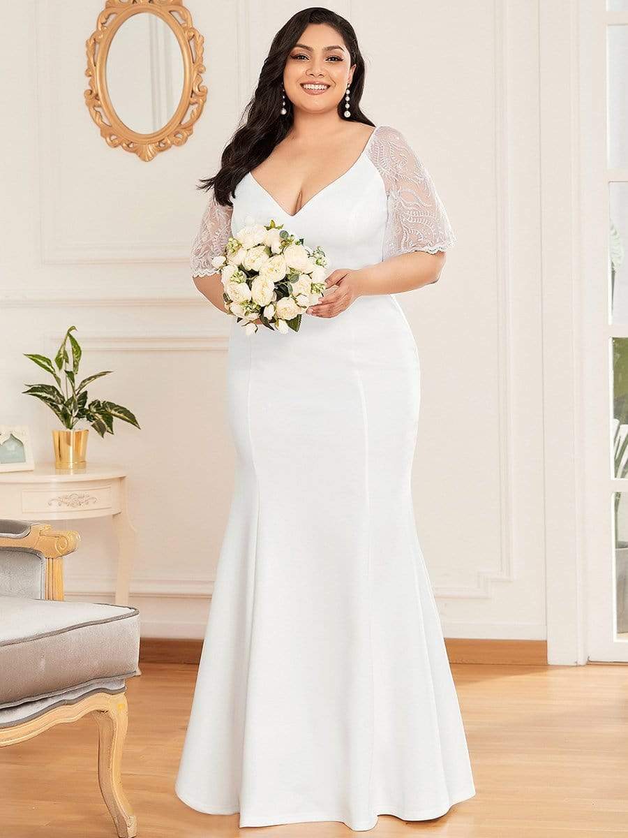 Elegant V Neck Fishtail Evening Gown for Curvy Women