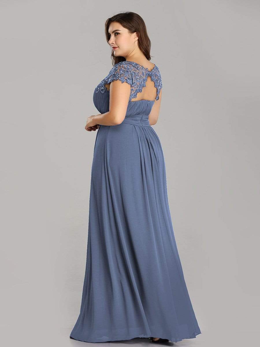 Elegant Lace Cap Sleeve Plus Size Bridesmaid Gown