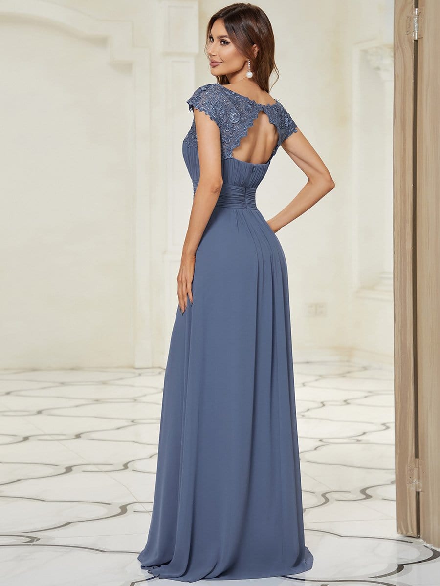 Sophisticated Lace Cap Sleeve Bridesmaid Gown